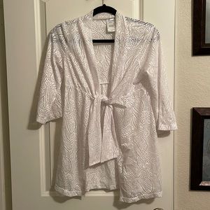 Swimsuit white mesh coverup